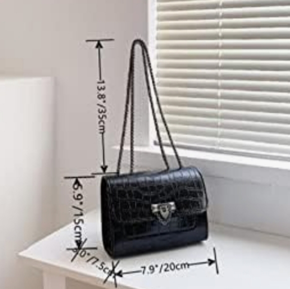 Mini Croc Embossed Chain Crossbody Shoulder Bag - Picture 12 of 12
